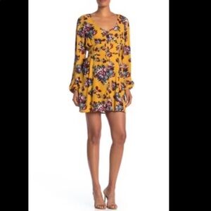 LUNA CHIX mini cute sun yellow floral dress XS